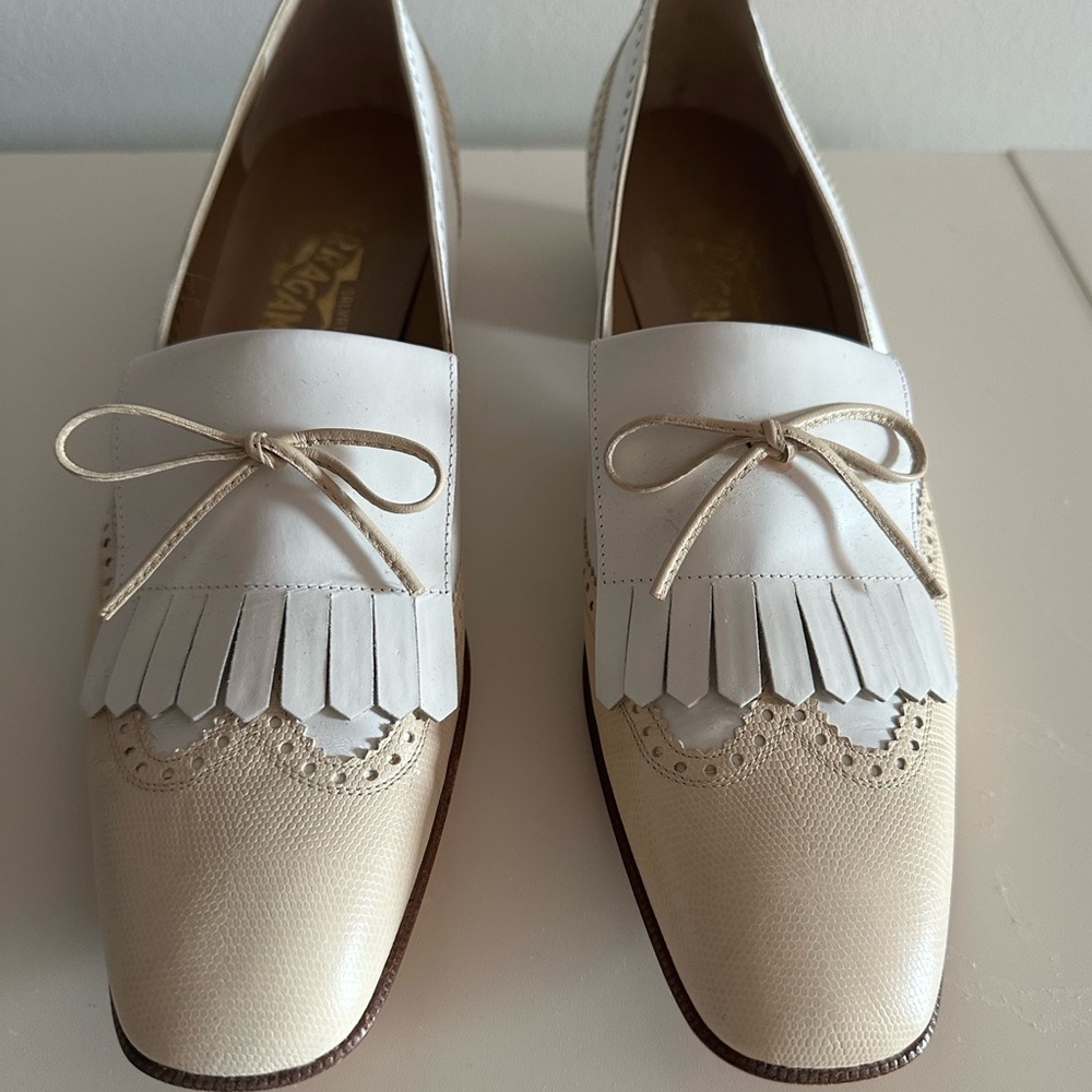 Vintage Salvatore Ferragamo Spectator Kiltie Fringe Shoes Loafers